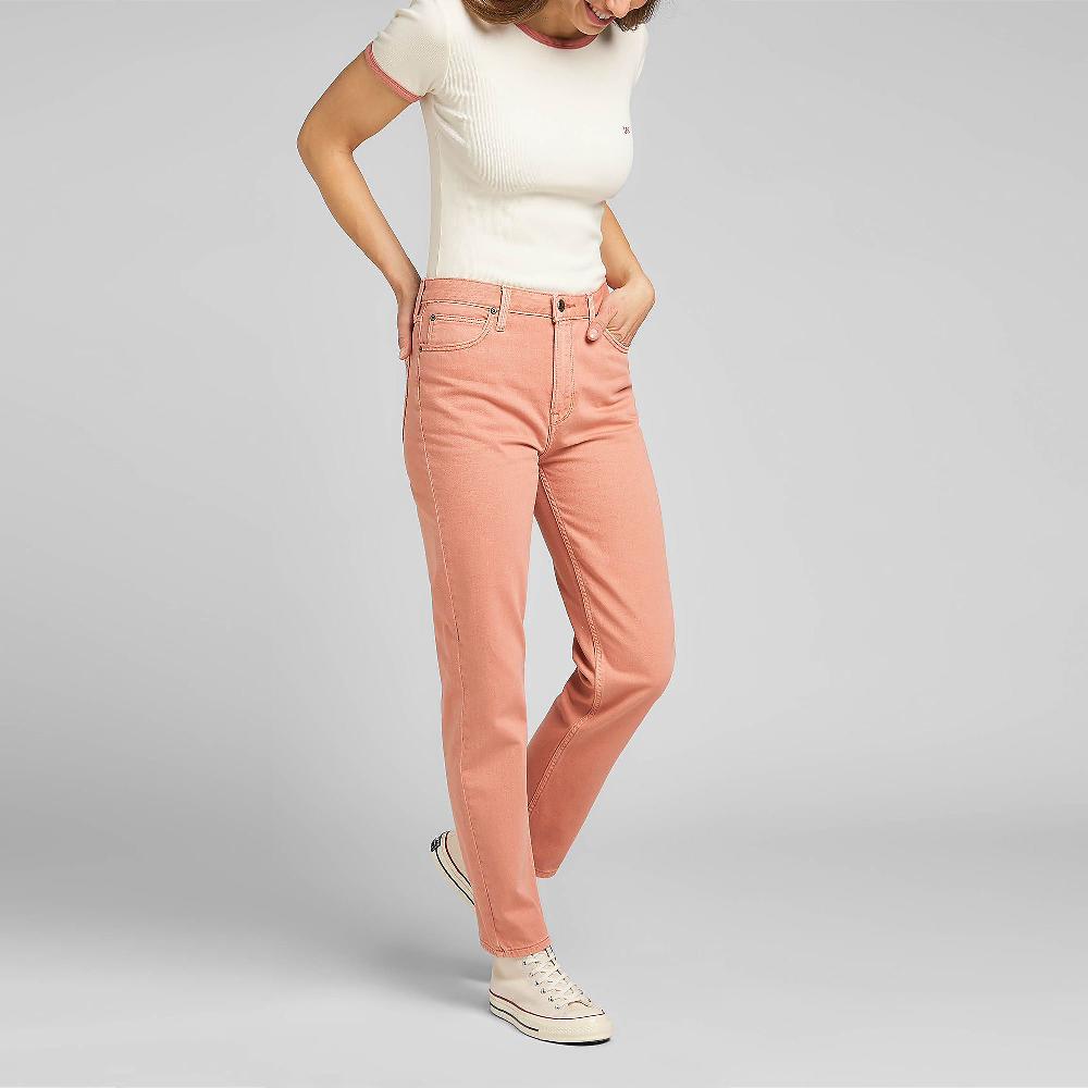 QVC LEE Carol Jeans Vita Alta Gamba Dritta Lunghezza Caviglia Zip E Bottone
