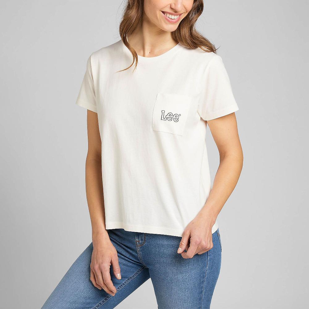 QVC LEE Crew pocket t-shirt in 100% cotone Taschino frontale e logo