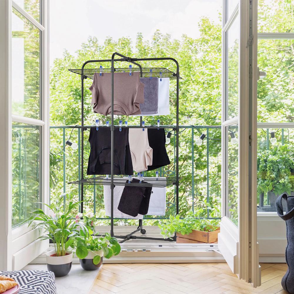 QVC Leifheit Stendibiancheria a torre con griglie ripiegabili