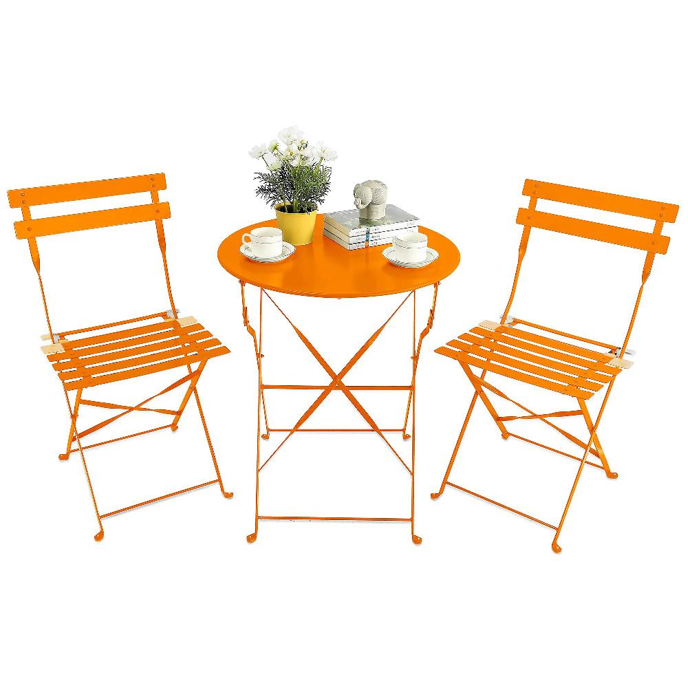 QVC Lovely Home Tavolino in ferro + 2 sedie pieghevoli