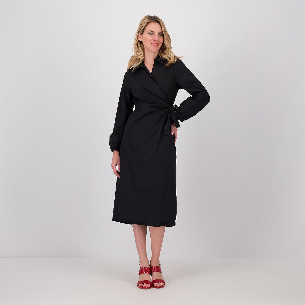 QVC LUCREZIA SCIORTINO Abito a portafoglio in tela vela con maniche lunghe