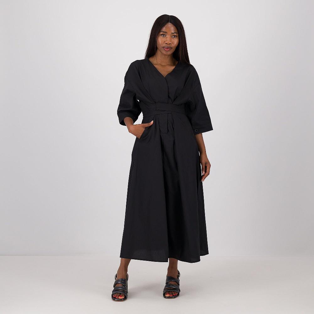QVC LUCREZIA SCIORTINO Abito in tela vela con scollo a V e cintura