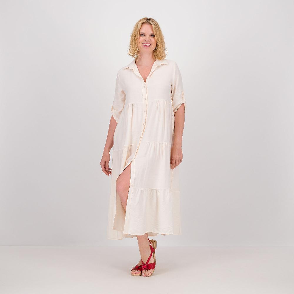 QVC LUCREZIA SCIORTINO Abito Lungo Chemisier In Tessuto Mosso Misto Viscosa Made In Italy