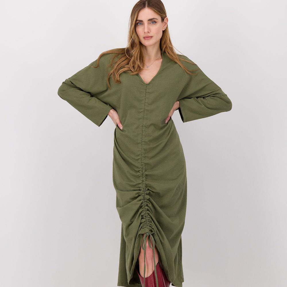 QVC LUCREZIA SCIORTINO Abito Lungo Con Scollo A V E Motivo Coulisse