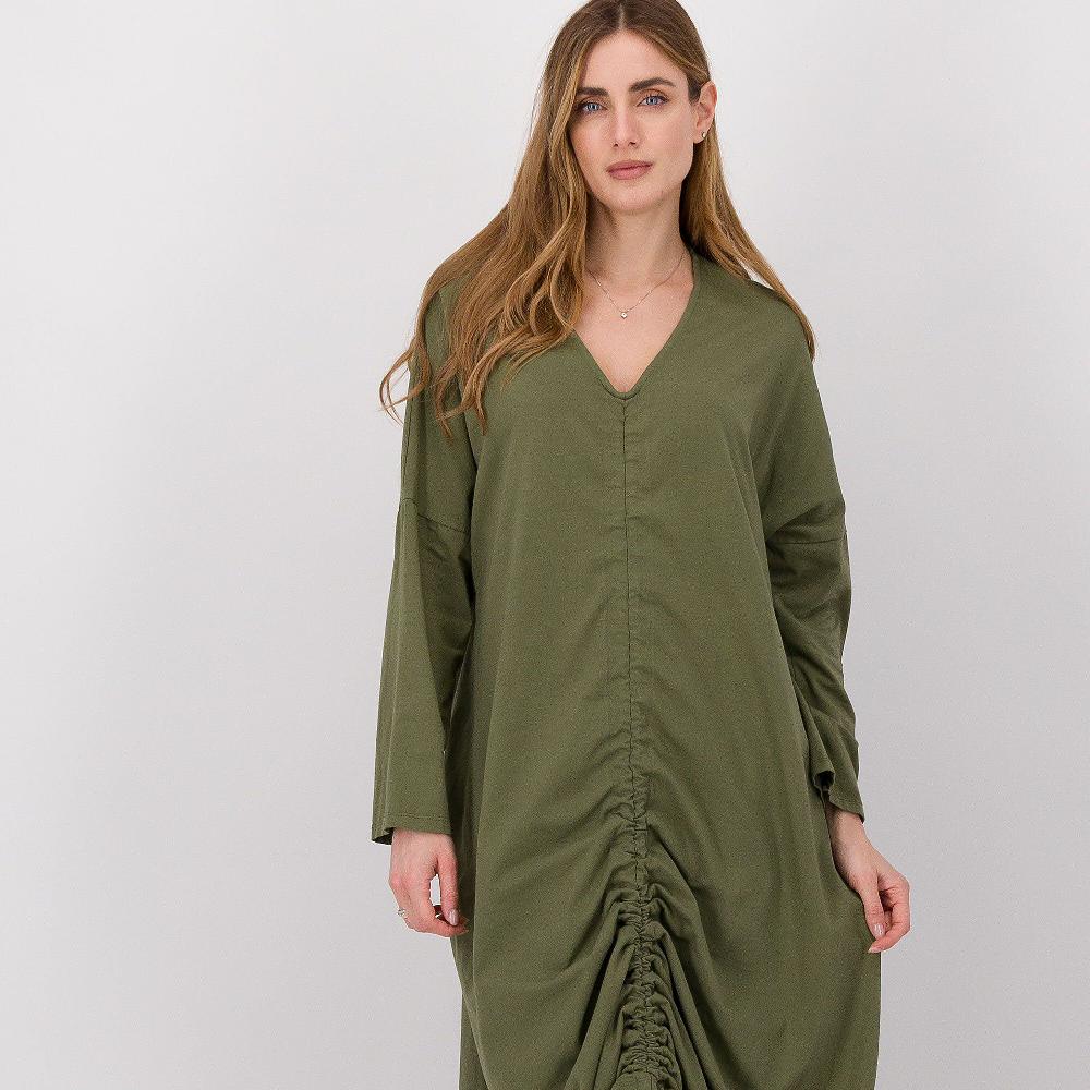 QVC LUCREZIA SCIORTINO Abito Lungo Con Scollo A V E Motivo Coulisse