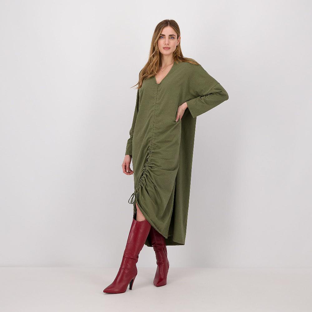 QVC LUCREZIA SCIORTINO Abito lungo con scollo a V e motivo coulisse