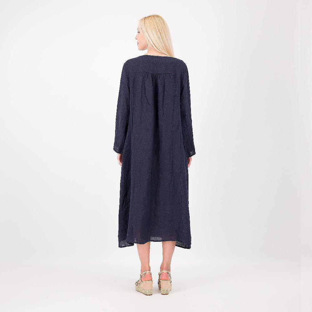 QVC LUCREZIA SCIORTINO Abito Lungo Con Scollo A V In 100% Lino