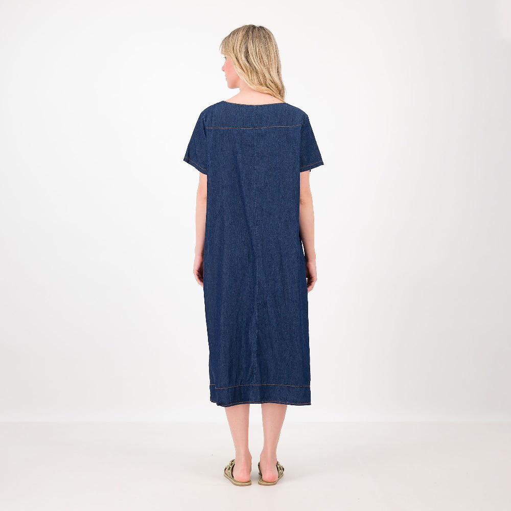 QVC LUCREZIA SCIORTINO Abito Lungo In Tessuto Chambray Manica Corta Made In Italy
