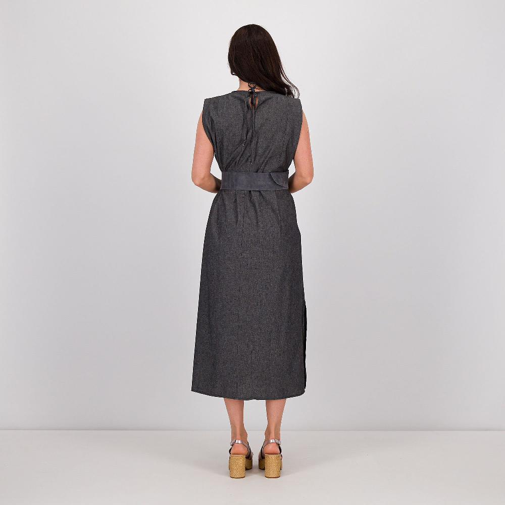 QVC LUCREZIA SCIORTINO Abito Lungo Smanicato In Chambray Con Spacchi