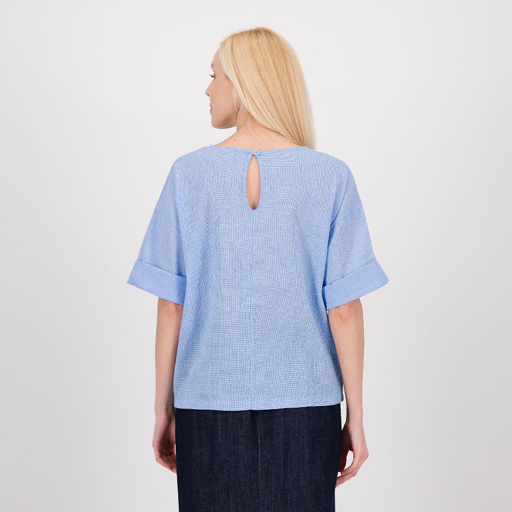 QVC LUCREZIA SCIORTINO Blusa A Maniche Corte In Cotone Fantasia Pied-de-poule