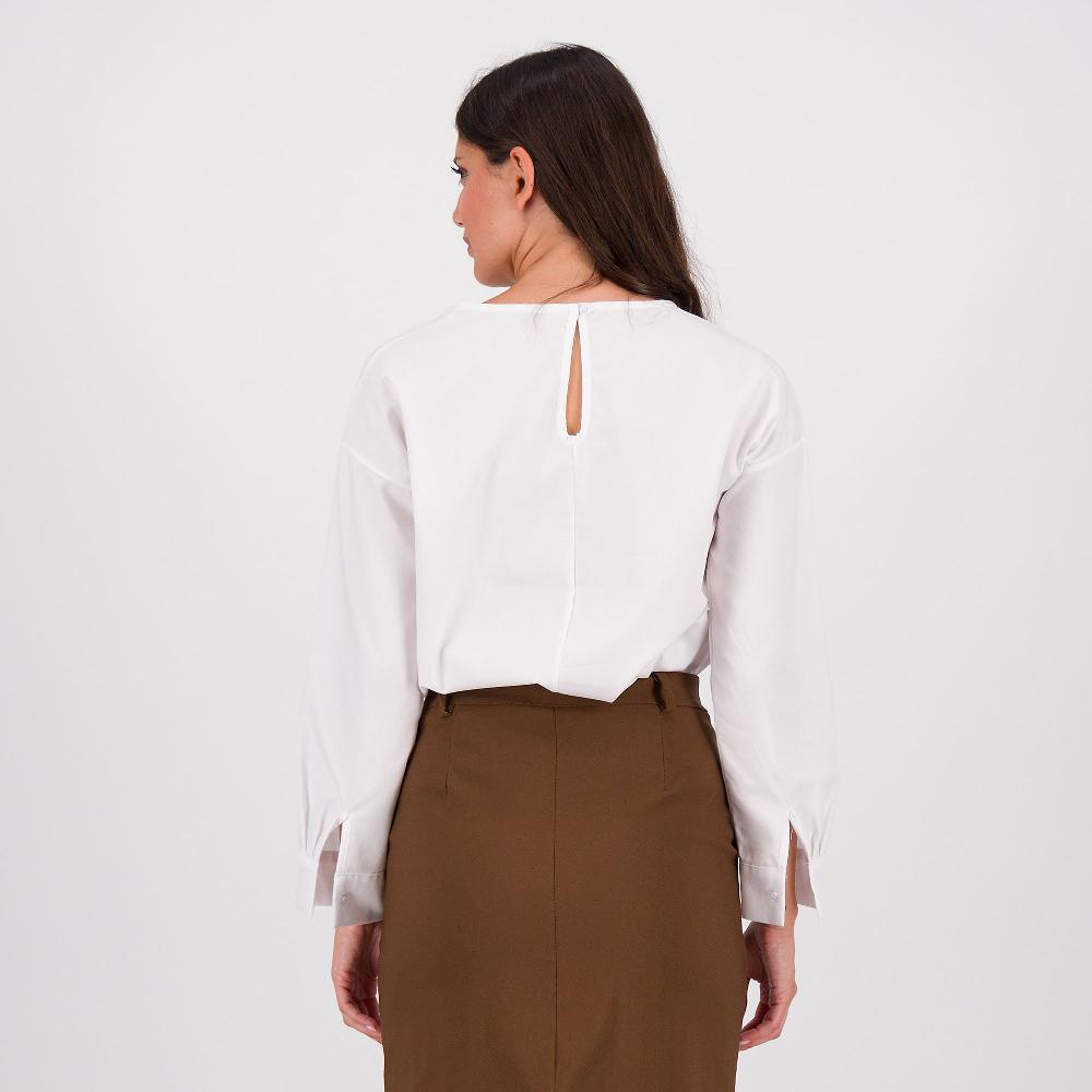 QVC LUCREZIA SCIORTINO Blusa Effetto Oxford Con Polsino A Camicia
