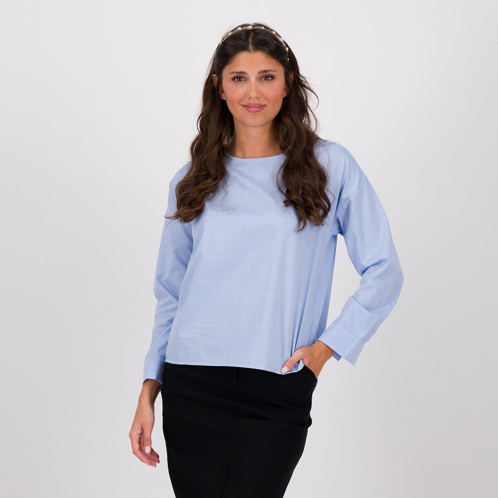 QVC LUCREZIA SCIORTINO Blusa effetto Oxford con polsino a camicia