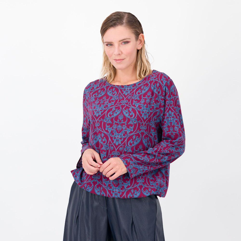 QVC LUCREZIA SCIORTINO Blusa fantasia in viscosa con coulisse