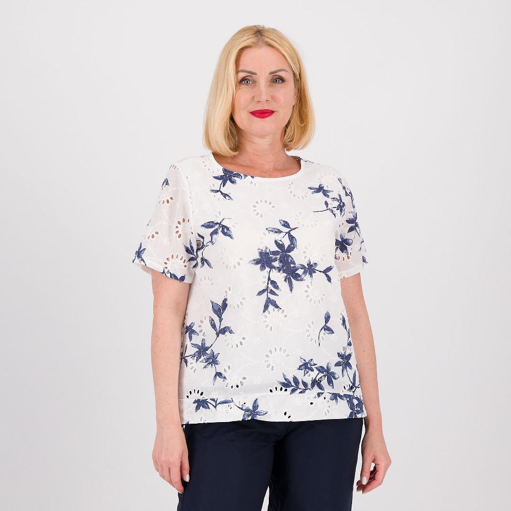 QVC LUCREZIA SCIORTINO Blusa in cotone sangallo stampato