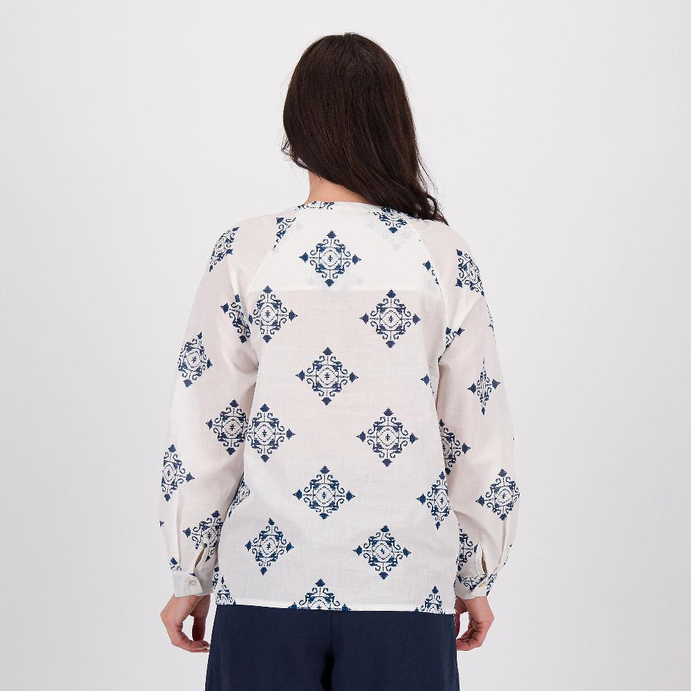 QVC LUCREZIA SCIORTINO Blusa In Mussola Di Cotone Con Stampa Effetto Ricamo