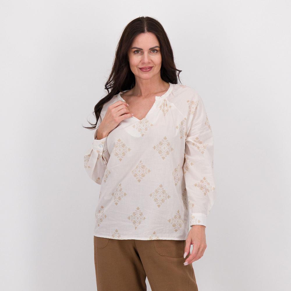 QVC LUCREZIA SCIORTINO Blusa in mussola di cotone con stampa effetto ricamo