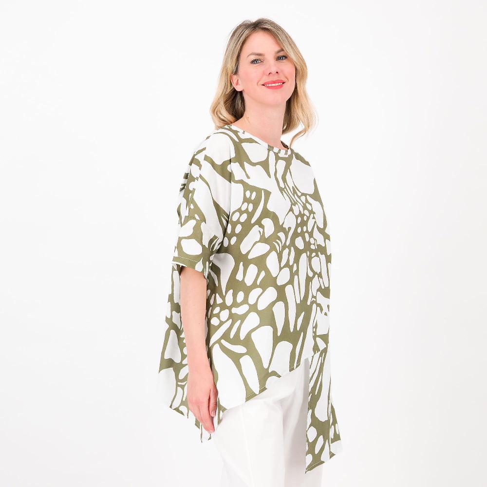 QVC Lucrezia Sciortino Blusa In Mussola Di Cotone Fantasia Maniche A Kimono