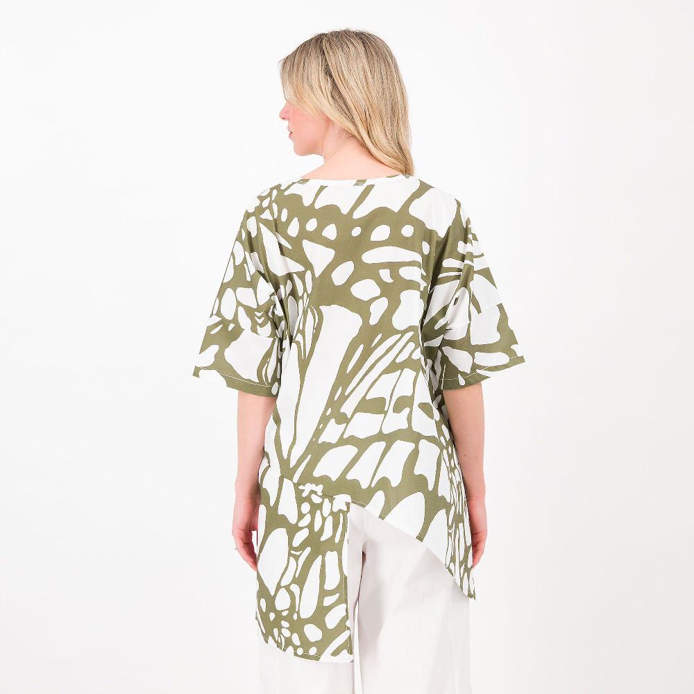 QVC Lucrezia Sciortino Blusa In Mussola Di Cotone Fantasia Maniche A Kimono