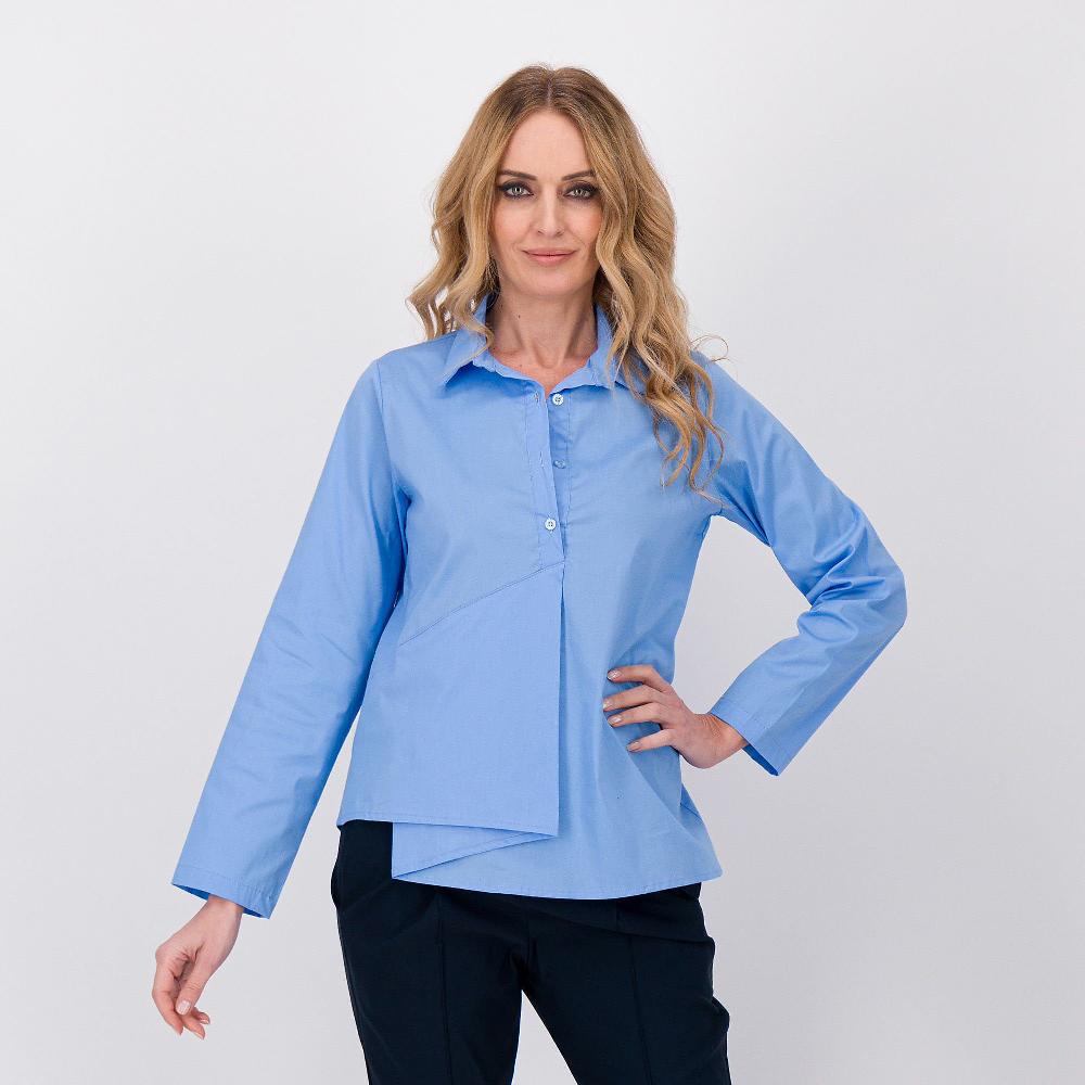 QVC LUCREZIA SCIORTINO Blusa in popeline con collo a polo e manica lunga