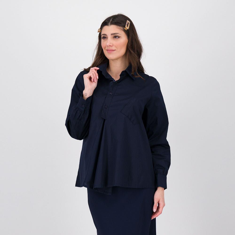QVC LUCREZIA SCIORTINO Blusa in popeline con scollo a V dietro effetto cannoncino
