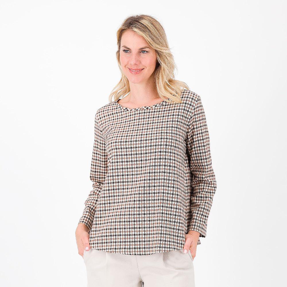 QVC LUCREZIA SCIORTINO Blusa in tessuto tinto filo con fantasia vichy