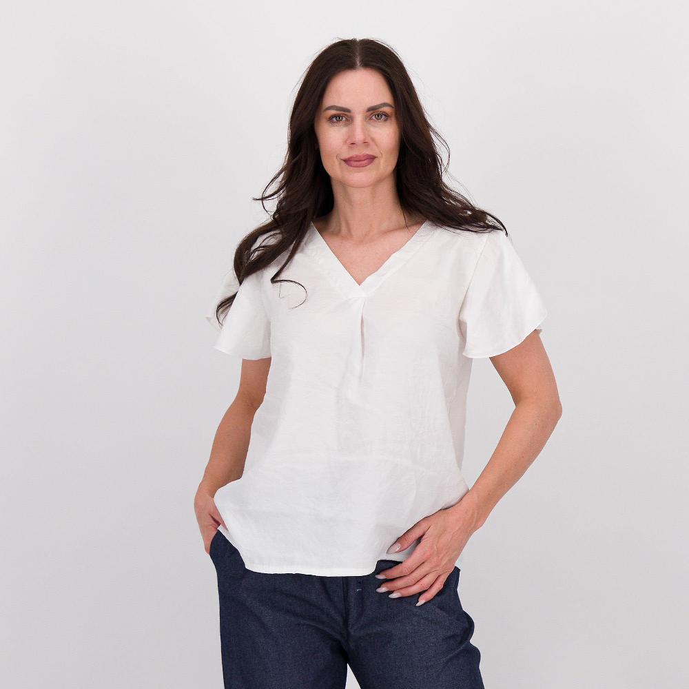 QVC LUCREZIA SCIORTINO Blusa maniche corte in tessuto misto modal