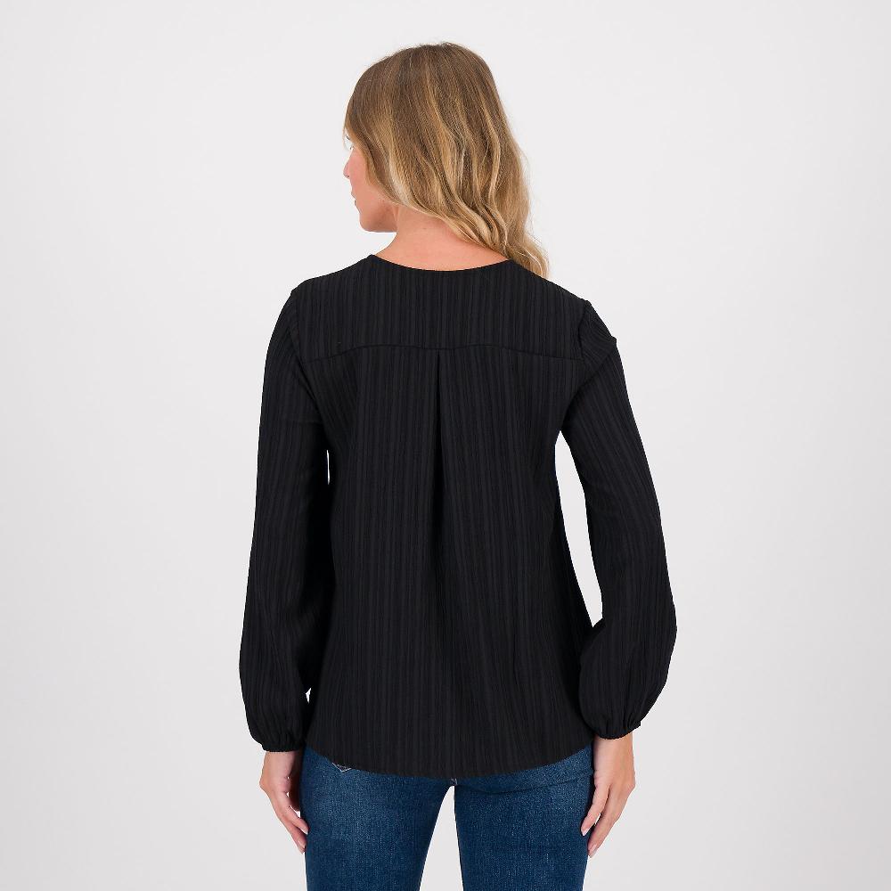 QVC LUCREZIA SCIORTINO Blusa Maniche Lunghe In Tessuto Goffrato Con Scollo A V