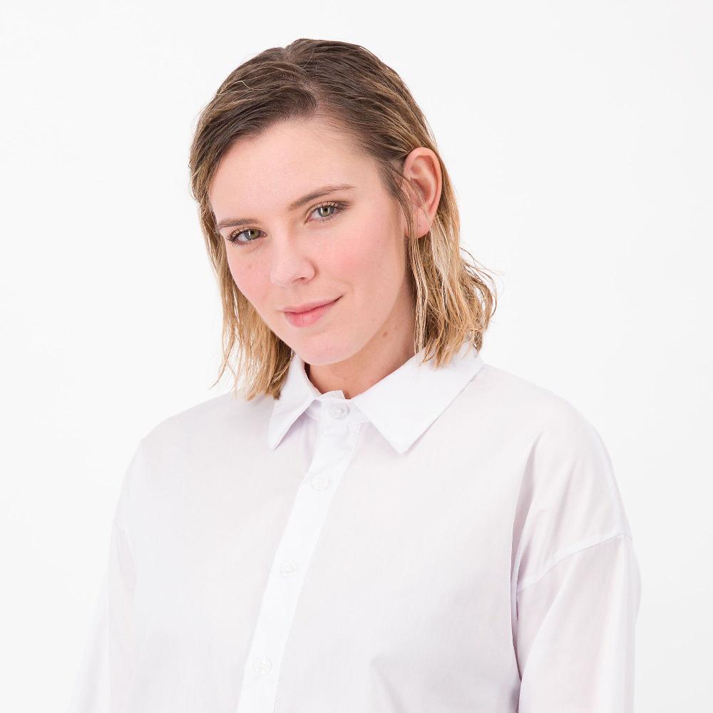 QVC LUCREZIA SCIORTINO Blusa Scollo Polo In Popeline Di Cotone Più Lunga Sul Dietro Made In Italy