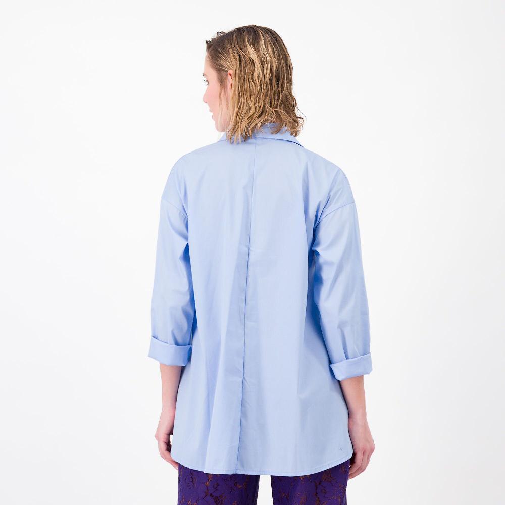 QVC LUCREZIA SCIORTINO Blusa Scollo Polo In Popeline Di Cotone Più Lunga Sul Dietro Made In Italy