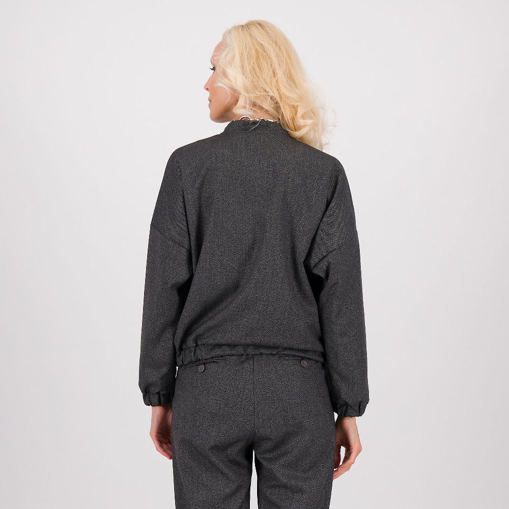 QVC LUCREZIA SCIORTINO Bomber In Grisaglia Spinata Con Chiusura A Zip