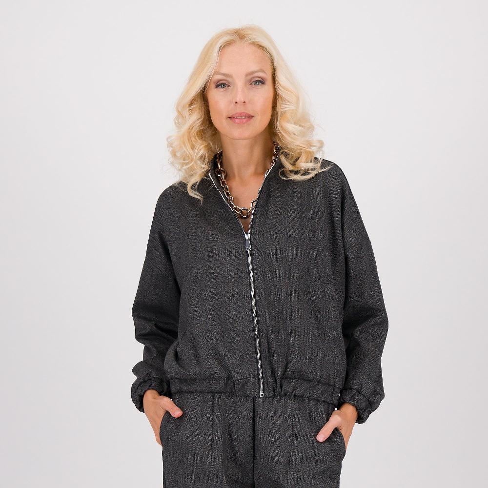QVC LUCREZIA SCIORTINO Bomber in grisaglia spinata con chiusura a zip