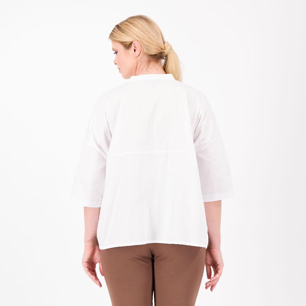 QVC LUCREZIA SCIORTINO Camicia Collo Guro Popeline Di Cotone Motivo Pieghe Ai Lati Made In Italy
