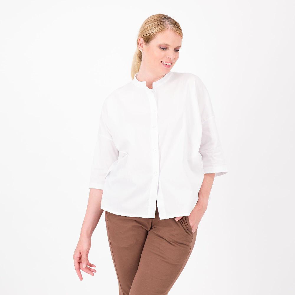 QVC LUCREZIA SCIORTINO Camicia collo guro Popeline di cotone Motivo pieghe ai lati Made in Italy