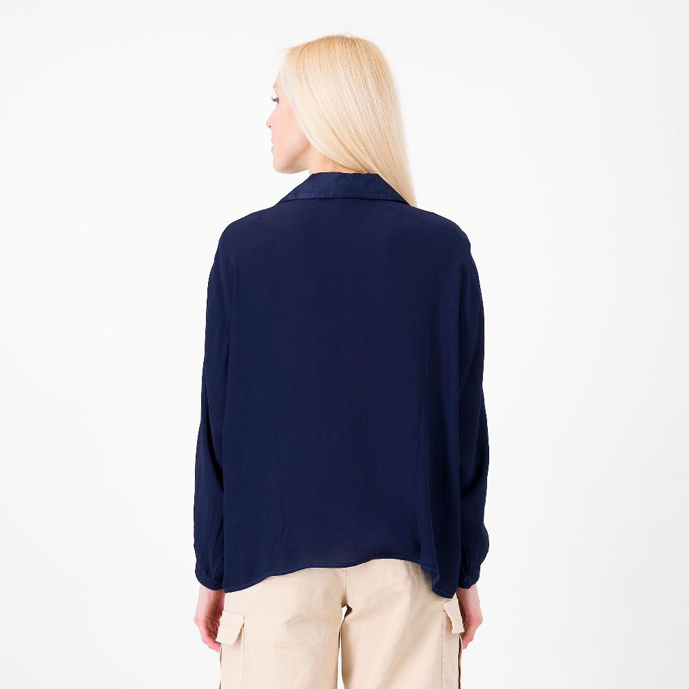 QVC LUCREZIA SCIORTINO Camicia In Crêpe Inserti In Raso Manica Pipistrello Made In Italy