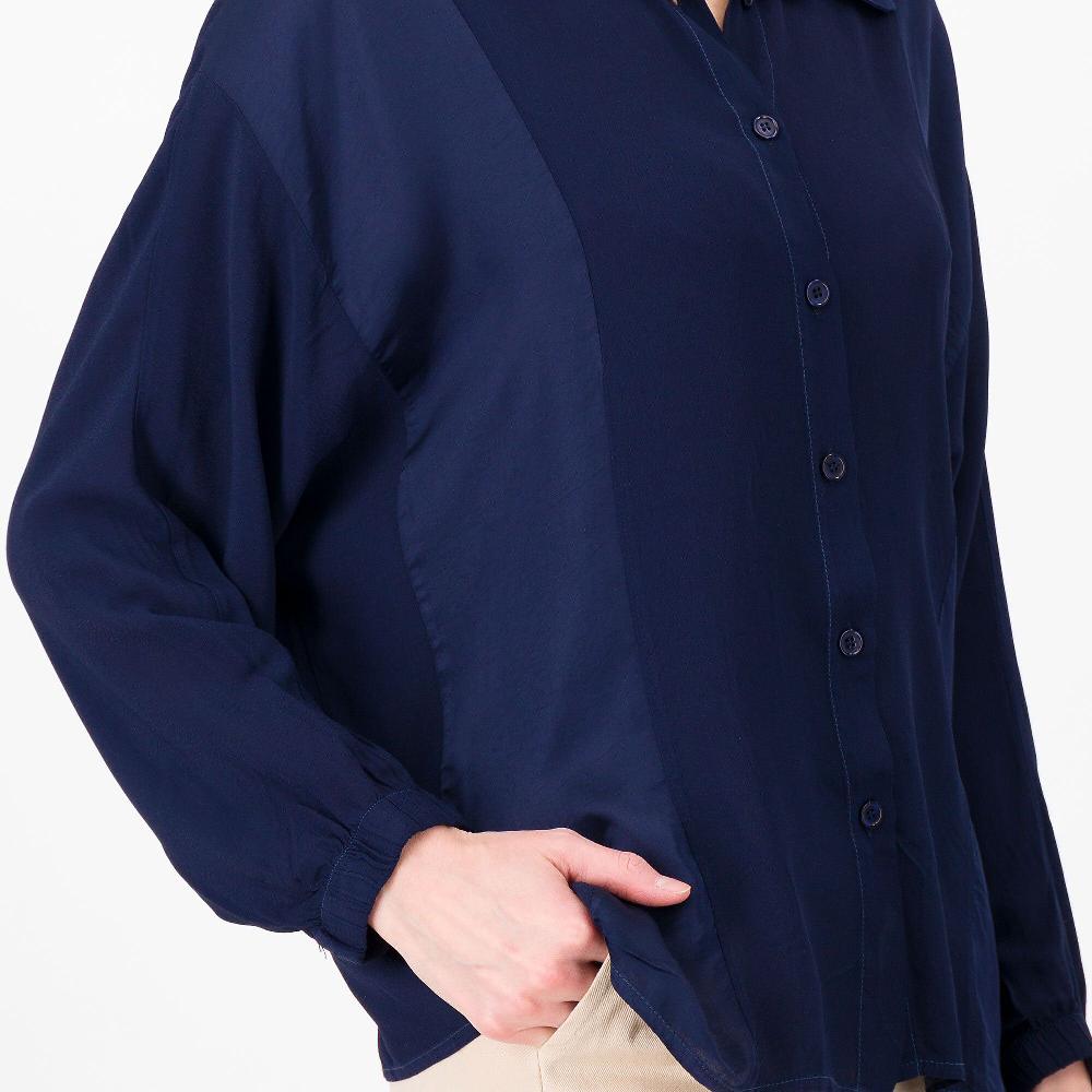 QVC LUCREZIA SCIORTINO Camicia In Crêpe Inserti In Raso Manica Pipistrello Made In Italy