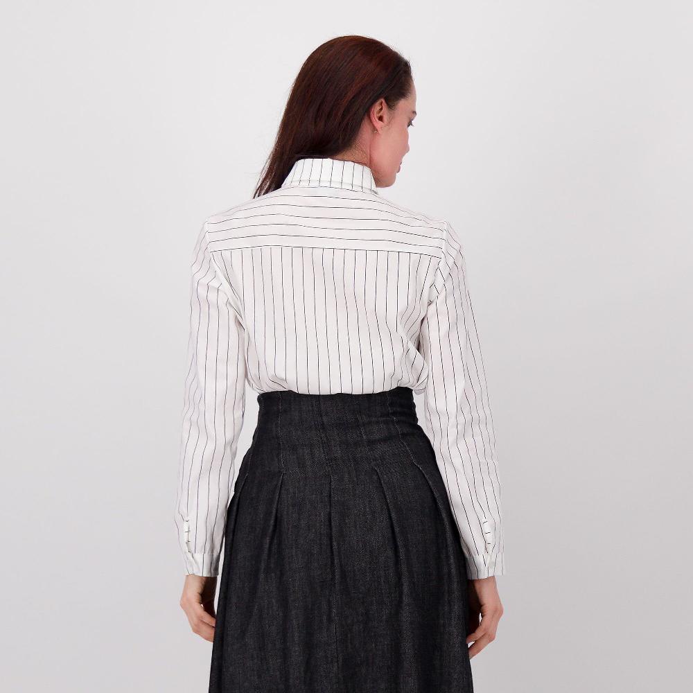 QVC LUCREZIA SCIORTINO Camicia In Popeline Gessato Con Cravatta Removibile