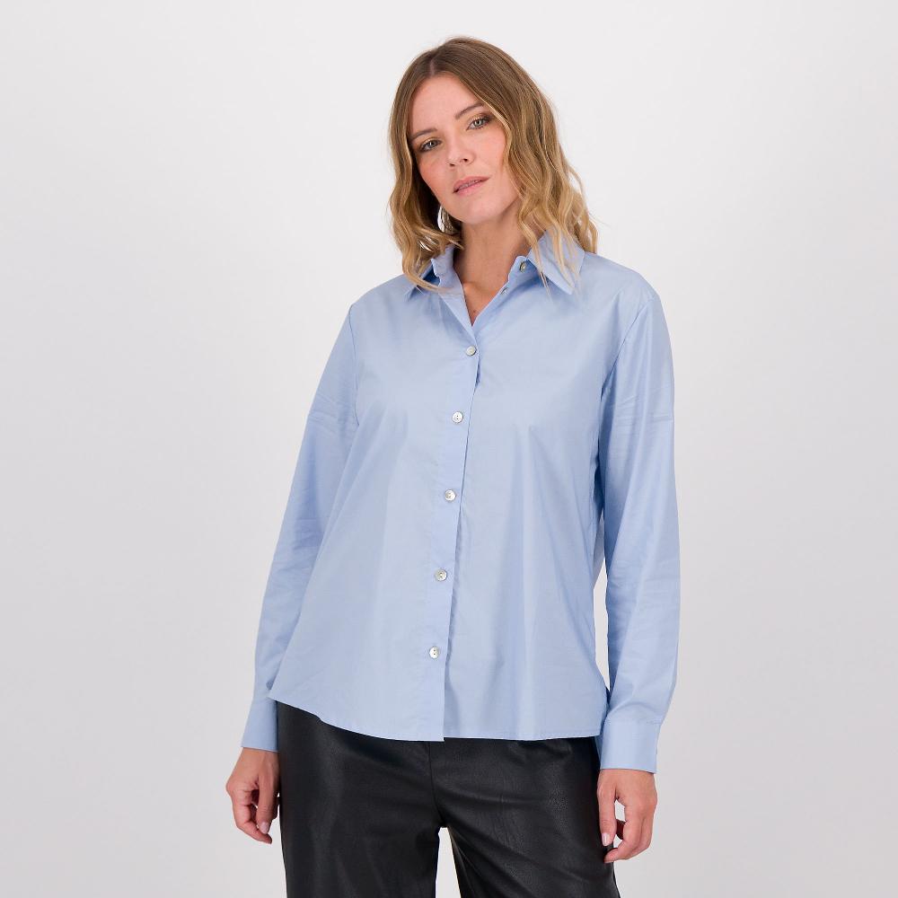 QVC LUCREZIA SCIORTINO Camicia manica lunga in popeline cinzato con retro più lungo