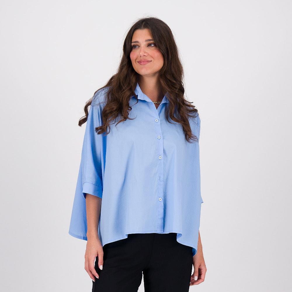QVC LUCREZIA SCIORTINO Camicia over in popeline di cotone stretch