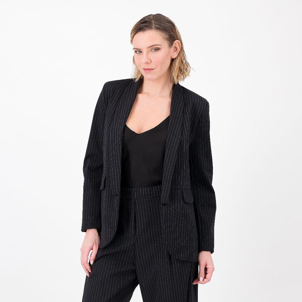 QVC LUCREZIA SCIORTINO Giacca collo smoking Poliviscosa gessata Motivo di patte Made in Italy