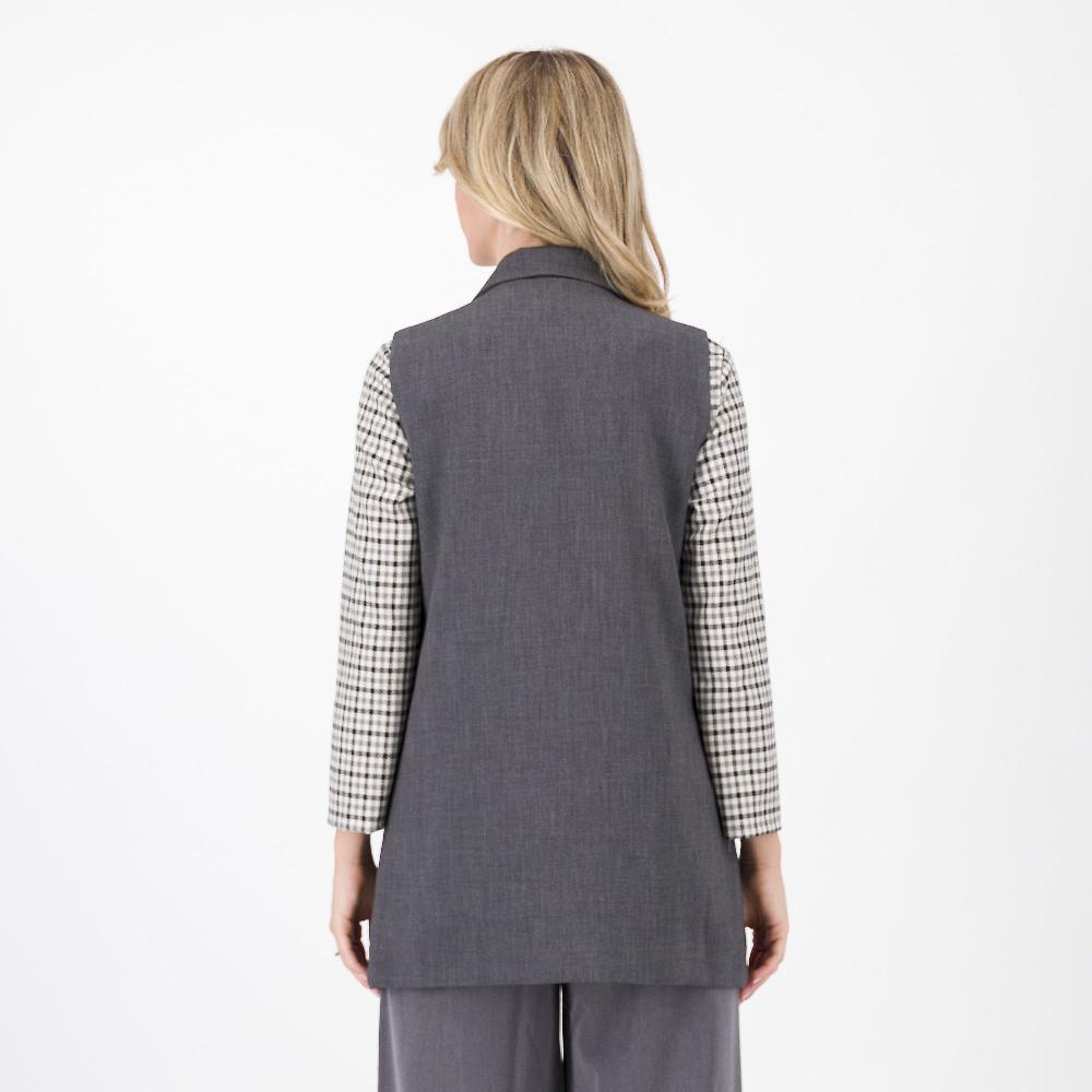 QVC LUCREZIA SCIORTINO Gilet Doppiopetto In Tessuto Fiammato Tasche A Filetto Made In Italy