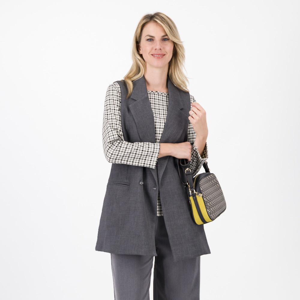 QVC LUCREZIA SCIORTINO Gilet Doppiopetto In Tessuto Fiammato Tasche A Filetto Made In Italy
