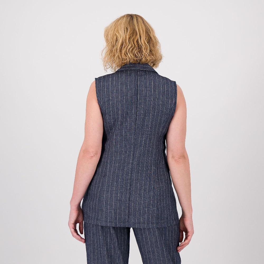 QVC LUCREZIA SCIORTINO Gilet Lungo Gessato Con Un Bottone