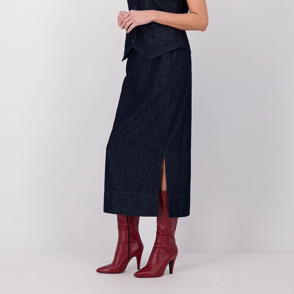 QVC LUCREZIA SCIORTINO Gonna longuette in denim con spacchi