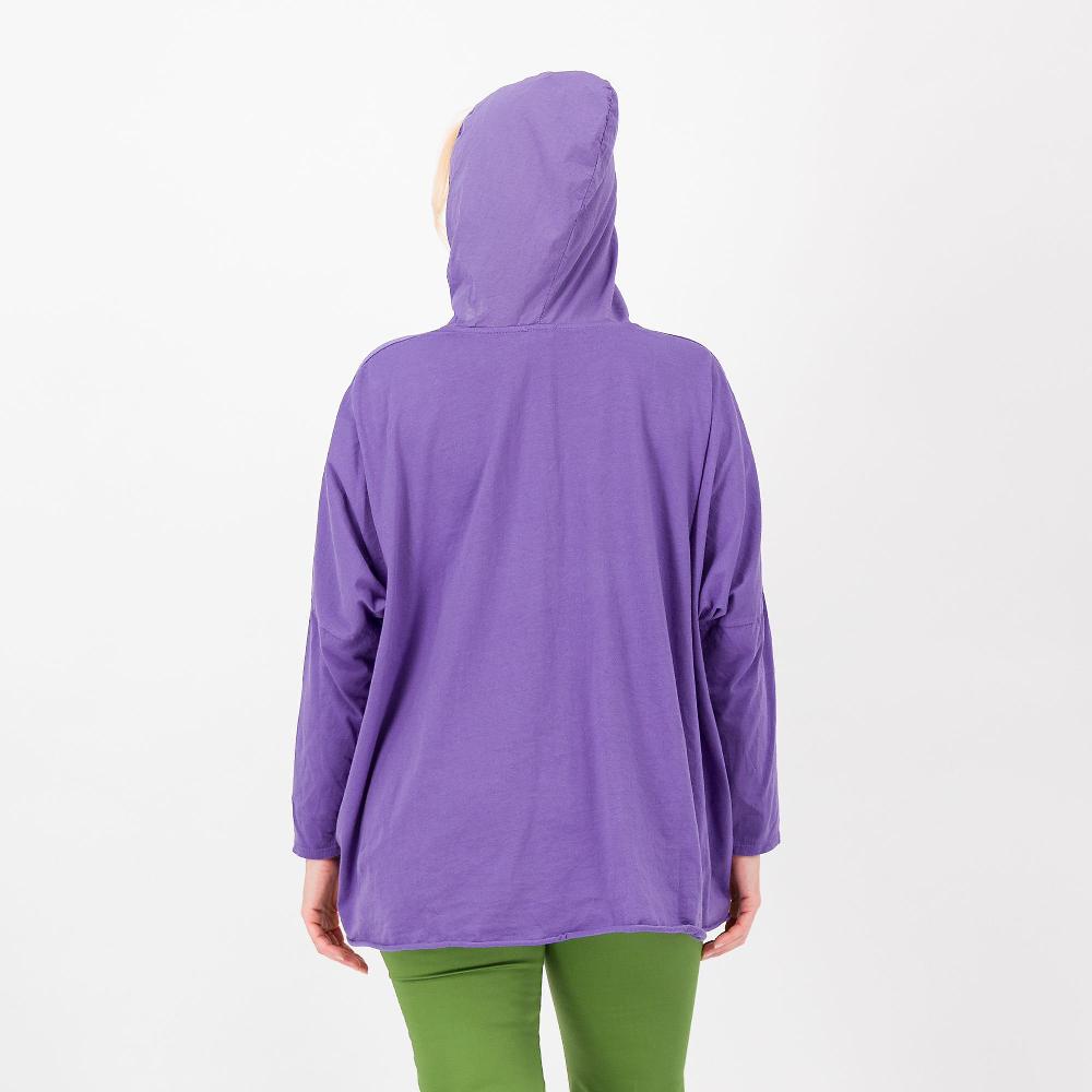 QVC LUCREZIA SCIORTINO Maglia Con Cappuccio In Jersey Fiammato E Mussola 100% Cotone Made In Italy