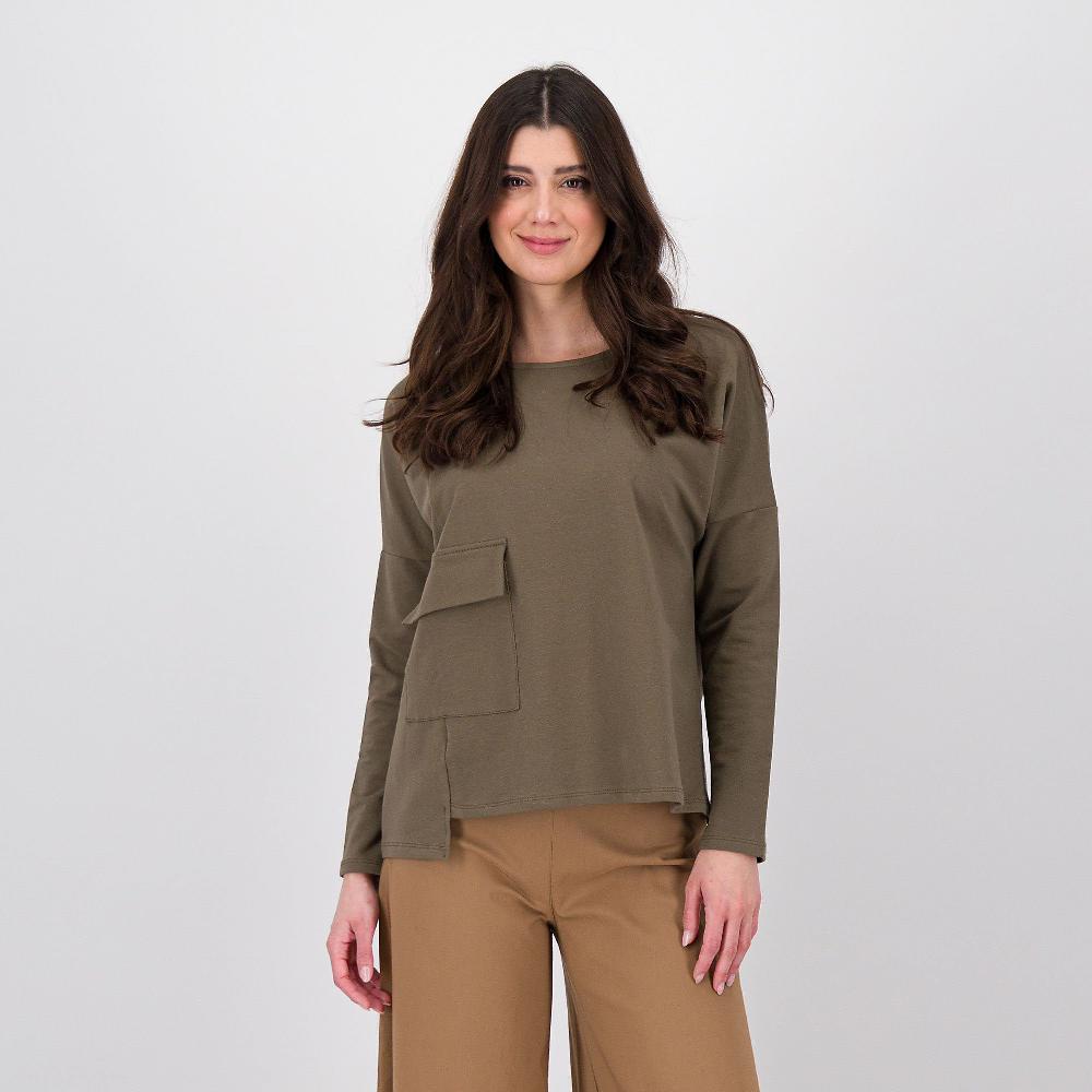 QVC LUCREZIA SCIORTINO Maglia in felpina con fondo asimmetrico