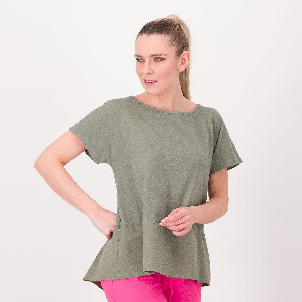 QVC LUCREZIA SCIORTINO Maglia in jersey fascia al fondo in popeline di cotone Made in Italy