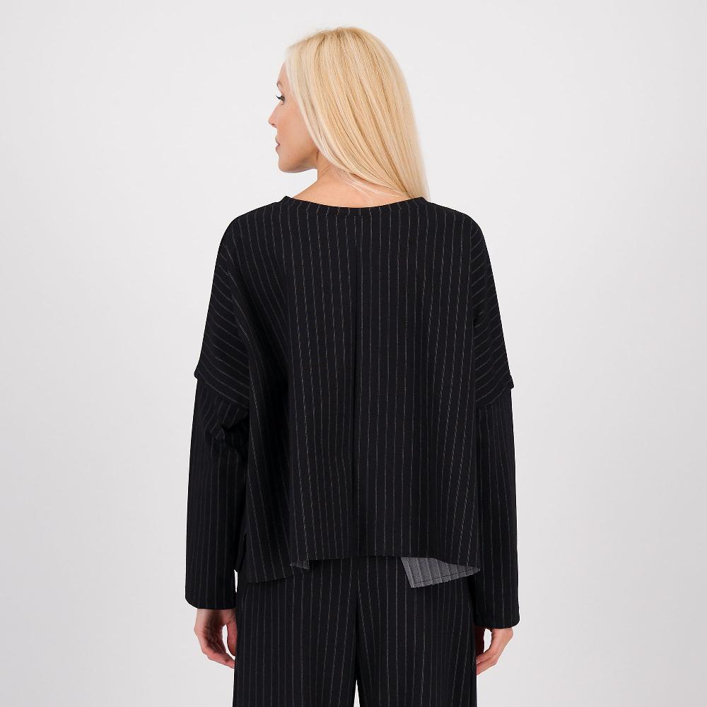 QVC LUCREZIA SCIORTINO Maglia In Punto Milano Gessato Con Maniche Lunghe