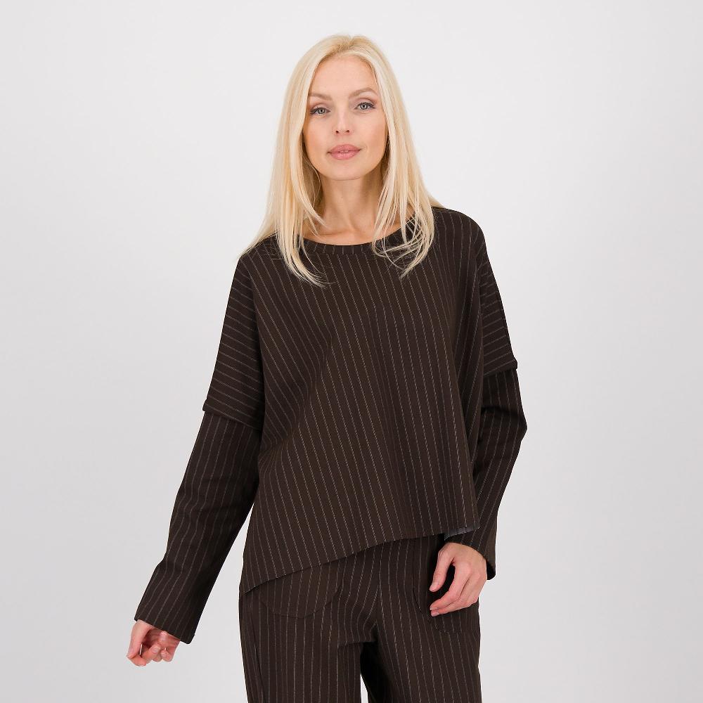 QVC LUCREZIA SCIORTINO Maglia in punto Milano gessato con maniche lunghe