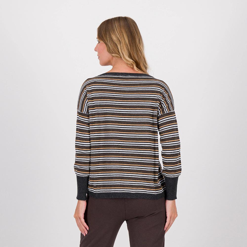 QVC LUCREZIA SCIORTINO Maglia Misto Cotone A Maniche Lunghe Con Fantasia Righe