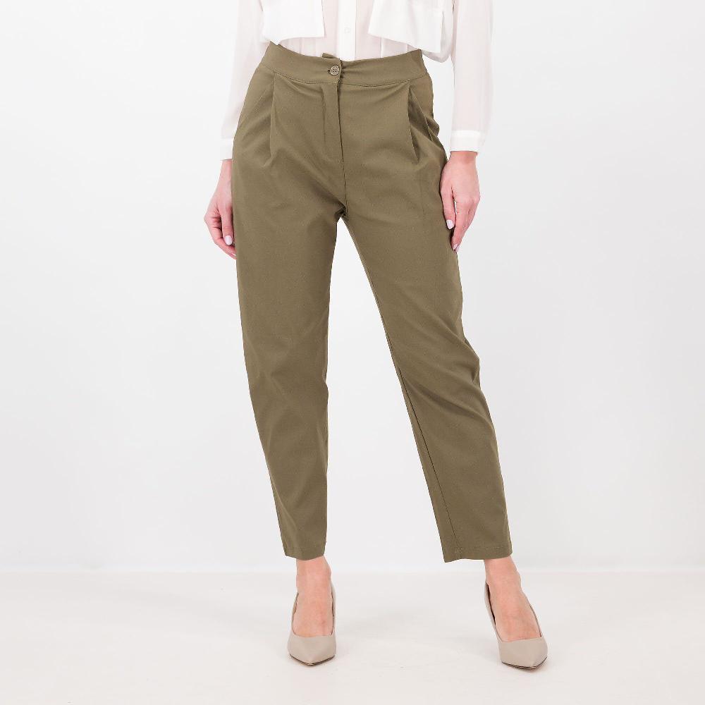 QVC LUCREZIA SCIORTINO Pantaloni a carota in tessuto super-stretch con motivo pieghe Made in Italy